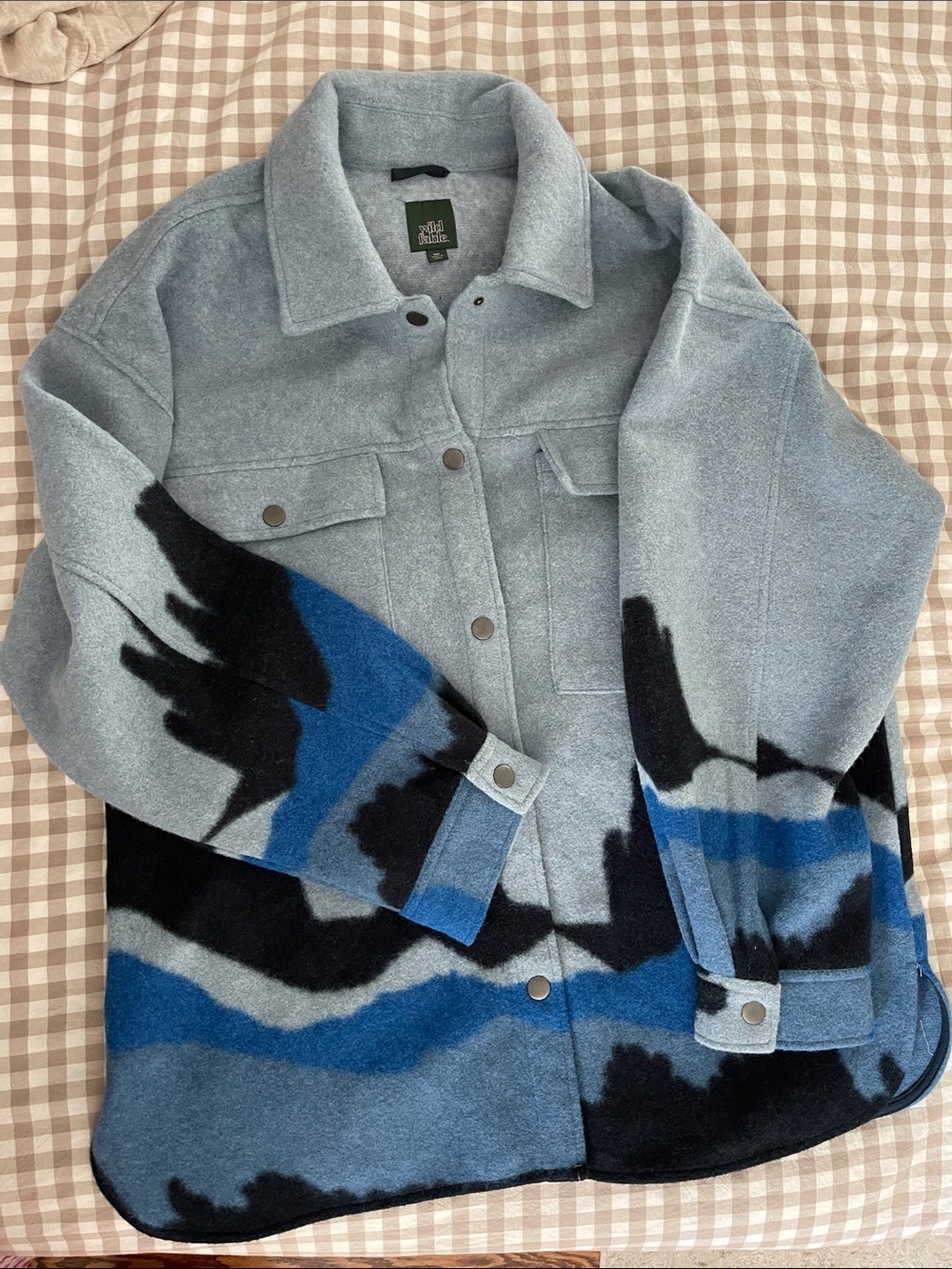 wild fable Light Blue Patterned Snap-Front Jacket